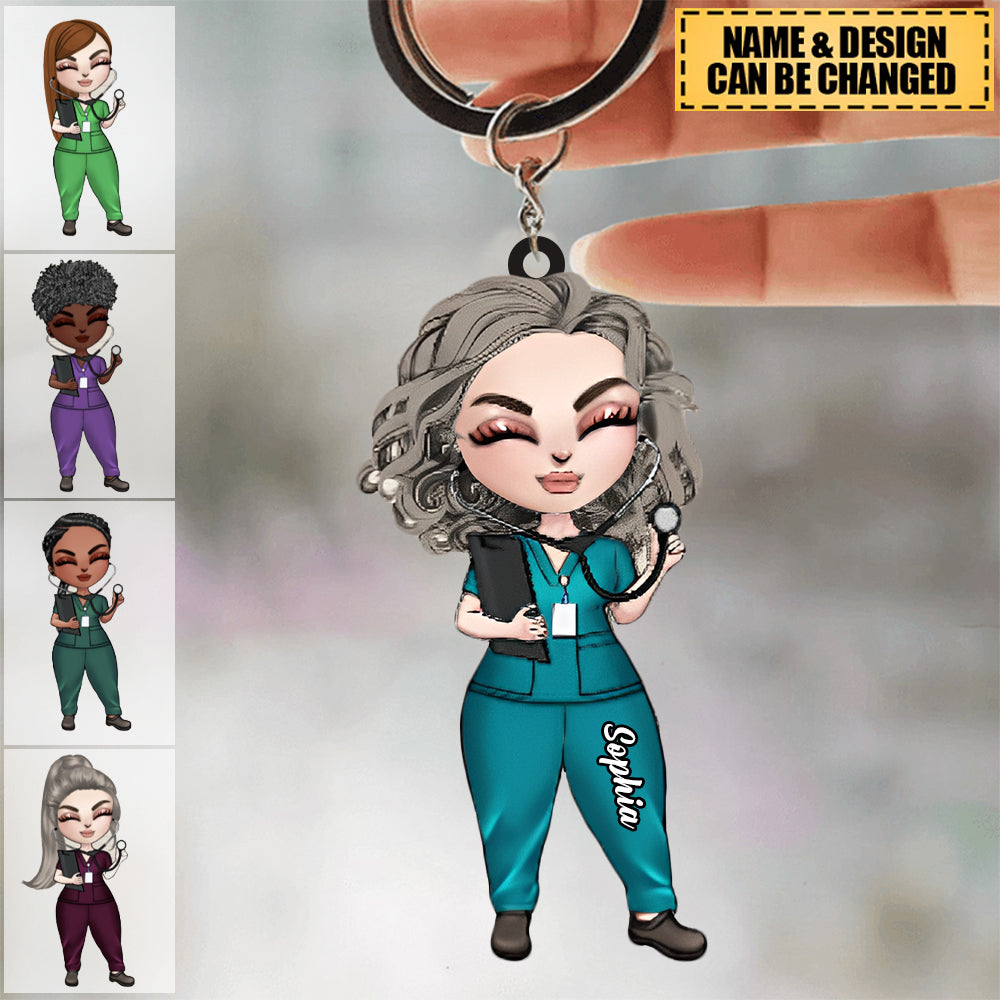 PERSONALIZED FEMALE NURSE KEYCHAIN- LOVELY GIFT FOR NURSE