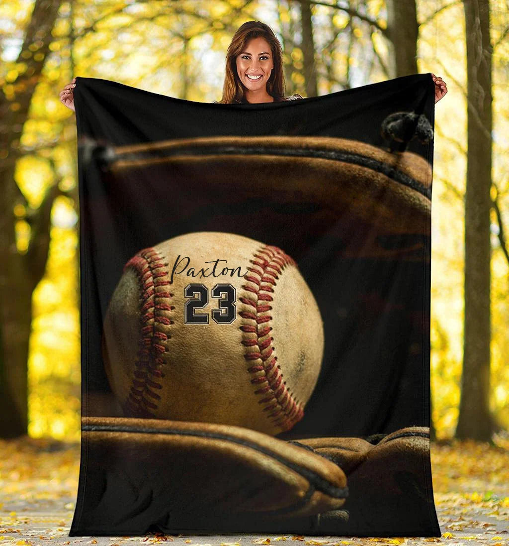 Personalized Lovely Kid Baseball/Softball Blanket for Comfort & Unique