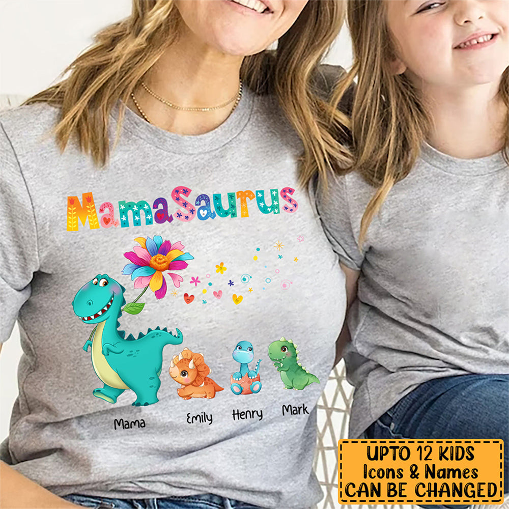 Personalized Grandmasaurus Colorful Flower T Shirt