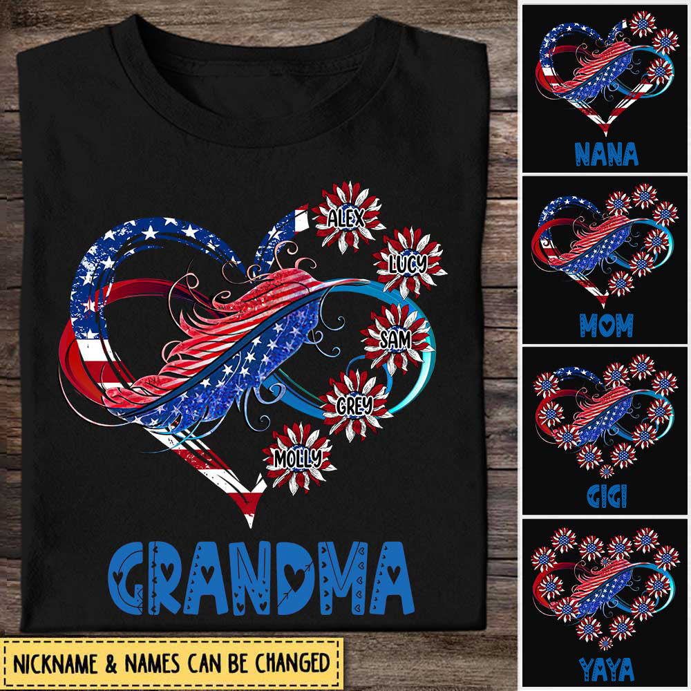 Independence Day Grandma Mom Custom Nickname Names Family Infinitive Love July 4th Gift Tshirt