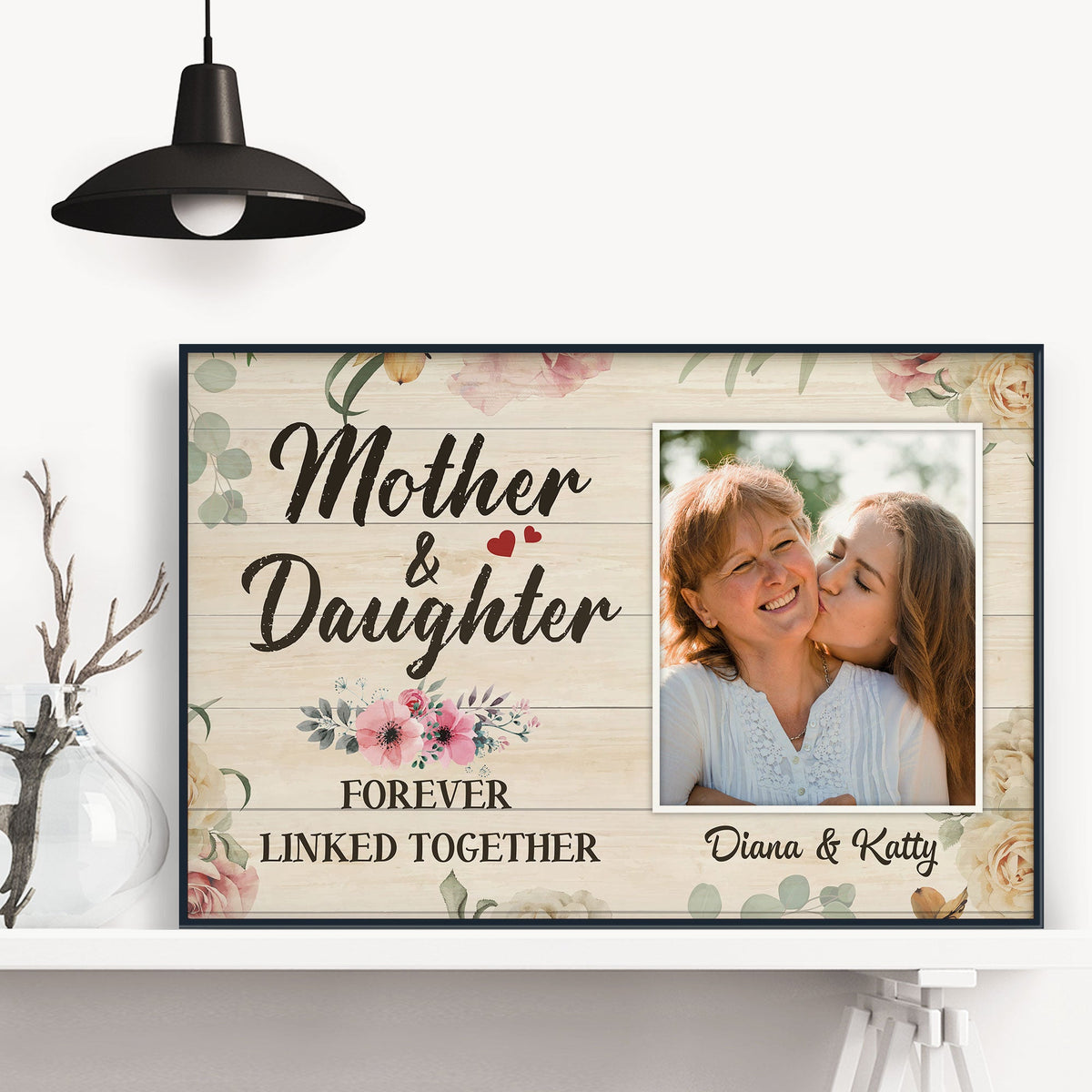 Mother & Daughter Forever Linked Together - Personalized Poster - callown